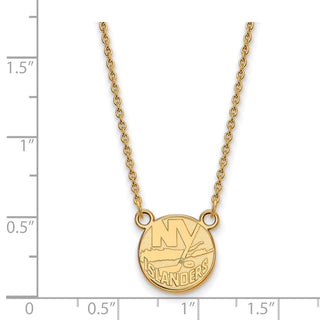 Sterling Silver Gold-plated NHL LogoArt New York Islanders Small Pendant 18 inch Necklace