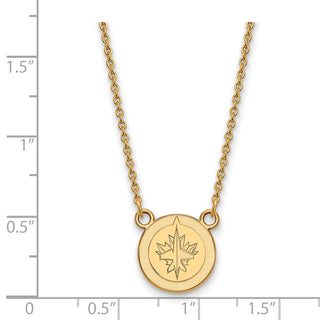 Sterling Silver Gold-plated NHL LogoArt Winnipeg Jets Small Pendant 18 inch Necklace