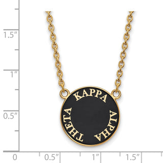 Sterling Silver Gold-plated LogoArt Kappa Alpha Theta Sorority Text Large Color Enamel Pendant 18 inch Necklace GP013KAT-18
