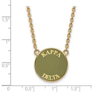 Sterling Silver Gold-plated LogoArt Kappa Delta Sorority Text Large Color Enamel Pendant 18 inch Necklace GP013KD-18