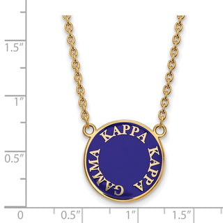Sterling Silver Gold-plated LogoArt Kappa Kappa Gamma Sorority Text Large Color Enamel Pendant 18 inch Necklace GP013KKG-18
