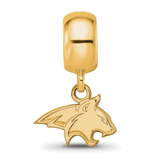 Sterling Silver Gold-plated LogoArt Montana State University Bobcat Extra Small Dangle Bead Charm
