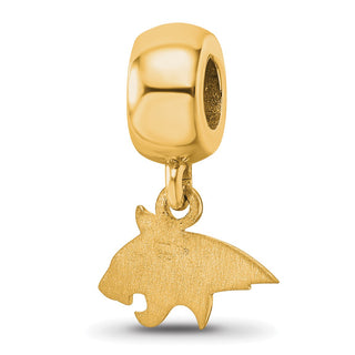 Sterling Silver Gold-plated LogoArt Montana State University Bobcat Extra Small Dangle Bead Charm
