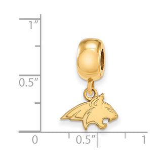 Sterling Silver Gold-plated LogoArt Montana State University Bobcat Extra Small Dangle Bead Charm