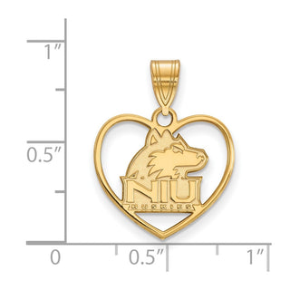 Sterling Silver Gold-plated LogoArt Northern Illinois University N-I-U Huskies Heart Pendant