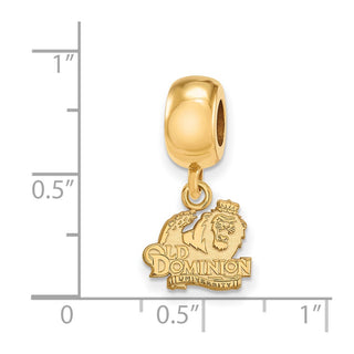 Sterling Silver Gold-plated LogoArt Old Dominion University Extra Small Dangle Bead Charm