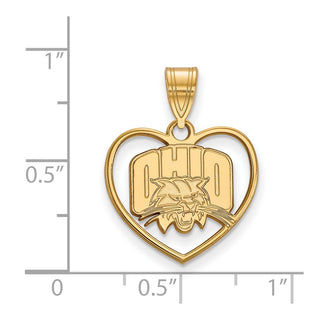 Sterling Silver Gold-plated LogoArt Ohio University Heart Pendant