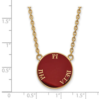 Sterling Silver Gold-plated LogoArt Pi Beta Phi Sorority Text Large Color Enamel Pendant 18 inch Necklace GP013PBP-18