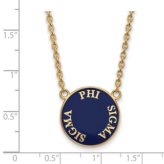 Sterling Silver Gold-plated LogoArt Phi Sigma Sigma Sorority Text Large Color Enamel Pendant 18 inch Necklace GP013PSS-18