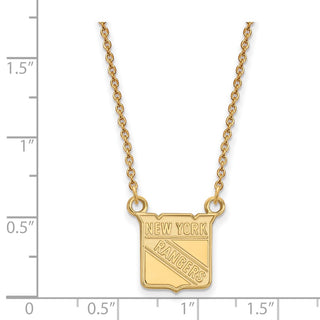 10k Gold NHL LogoArt New York Rangers Small Pendant 18 inch Necklace