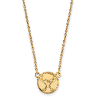 10k Gold NHL LogoArt Buffalo Sabres Small Pendant 18 inch Necklace