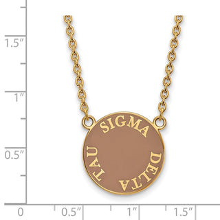 Sterling Silver Gold-plated LogoArt Sigma Delta Tau Sorority Text Large Color Enamel Pendant 18 inch Necklace GP013SDT-18