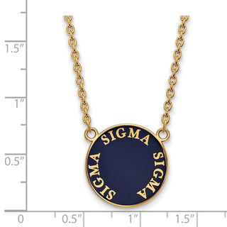 Sterling Silver Gold-plated LogoArt Sigma Sigma Sigma Sorority Text Large Color Enamel Pendant 18 inch Necklace GP013SSS-18