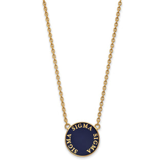 Sterling Silver Gold-plated LogoArt Sigma Sigma Sigma Sorority Text Large Color Enamel Pendant 18 inch Necklace GP013SSS-18