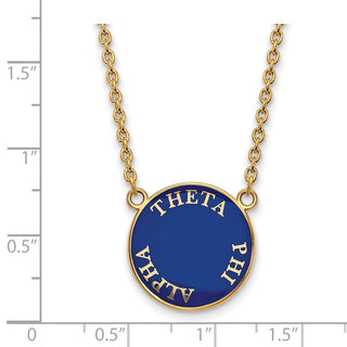 Sterling Silver Gold-plated LogoArt Theta Phi Alpha Sorority Text Large Color Enamel Pendant 18 inch Necklace GP013TPA-18