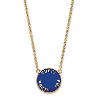 Sterling Silver Gold-plated LogoArt Theta Phi Alpha Sorority Text Large Color Enamel Pendant 18 inch Necklace GP013TPA-18