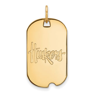 14k Gold LogoArt University of Nebraska Huskers Small Dog Tag Pendant