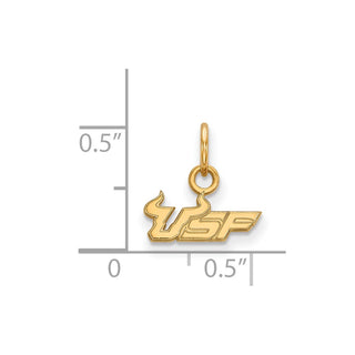 Sterling Silver Gold-plated LogoArt University of South Florida U-S-F Extra Small Pendant