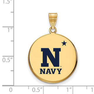 Sterling Silver Gold-plated LogoArt US Naval Academy Large Enameled Disc Pendant