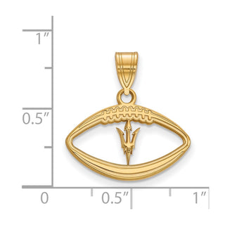 Sterling Silver Gold-plated LogoArt Arizona State University Pitchfork in Football Pendant
