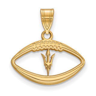 Sterling Silver Gold-plated LogoArt Arizona State University Pitchfork in Football Pendant