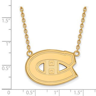 Sterling Silver Gold-plated NHL LogoArt Montreal Canadiens Large Pendant 18 inch Necklace