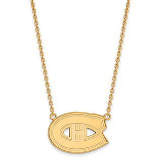 14k Gold NHL LogoArt Montreal Canadiens Large Pendant 18 inch Necklace