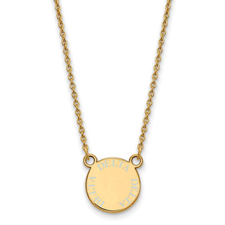 Sterling Silver Gold-plated LogoArt Delta Delta Delta Sorority Text Small Color Enamel Pendant 18 inch Necklace GP014DDD-18