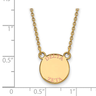 Sterling Silver Gold-plated LogoArt Delta Zeta Sorority Text Small Color Enamel Pendant 18 inch Necklace GP014DZ-18