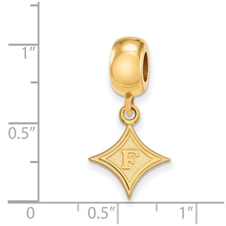 Sterling Silver Gold-plated LogoArt Furman University Small Dangle Bead Charm