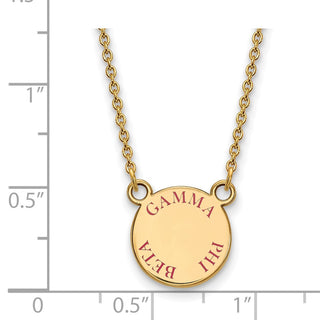 Sterling Silver Gold-plated LogoArt Gamma Phi Beta Sorority Text Small Color Enamel Pendant 18 inch Necklace GP014GPB-18