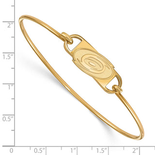 Sterling Silver Gold-plated NHL LogoArt Carolina Hurricanes Small Center 7 inch Wire Bangle Bracelet