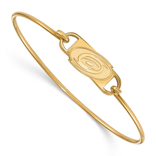 Sterling Silver Gold-plated NHL LogoArt Carolina Hurricanes Small Center 7 inch Wire Bangle Bracelet