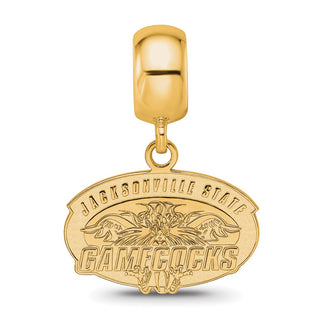 Sterling Silver Gold-plated LogoArt Jacksonville State U. Small Dangle Bead