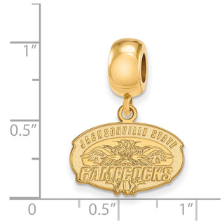 Sterling Silver Gold-plated LogoArt Jacksonville State U. Small Dangle Bead