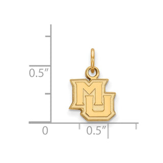 14k Gold LogoArt Marquette University M-U Extra Small Pendant