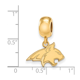 Sterling Silver Gold-plated LogoArt Montana State University Bobcat Small Dangle Bead Charm