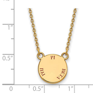 Sterling Silver Gold-plated LogoArt Pi Beta Phi Sorority Text Small Color Enamel Pendant 18 inch Necklace GP014PBP-18