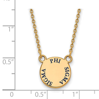 Sterling Silver Gold-plated LogoArt Phi Sigma Sigma Sorority Text Small Color Enamel Pendant 18 inch Necklace GP014PSS-18