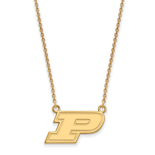 14k Gold LogoArt Purdue University Letter P Small Pendant 18 inch Necklace