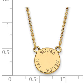 Sterling Silver Gold-plated LogoArt Sigma Delta Tau Sorority Text Small Color Enamel Pendant 18 inch Necklace GP014SDT-18