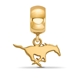 Sterling Silver Gold-plated LogoArt Southern Methodist University Mustang Extra Small Dangle Bead Charm