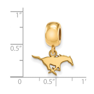 Sterling Silver Gold-plated LogoArt Southern Methodist University Mustang Extra Small Dangle Bead Charm