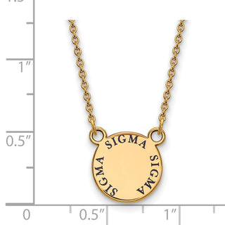 Sterling Silver Gold-plated LogoArt Sigma Sigma Sigma Sorority Text Small Color Enamel Pendant 18 inch Necklace GP014SSS-18