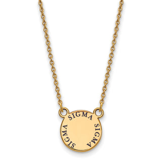 Sterling Silver Gold-plated LogoArt Sigma Sigma Sigma Sorority Text Small Color Enamel Pendant 18 inch Necklace GP014SSS-18
