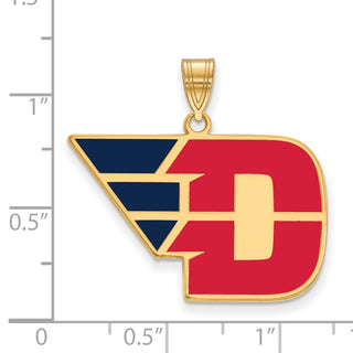 Sterling Silver Gold-plated LogoArt University of Dayton Large Enameled Pendant