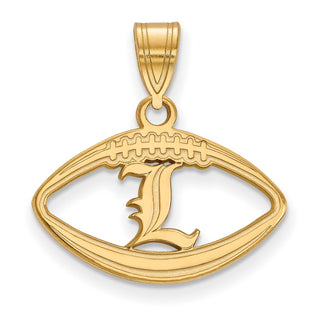 Sterling Silver Gold-plated LogoArt University of Louisville Letter L Football Pendant