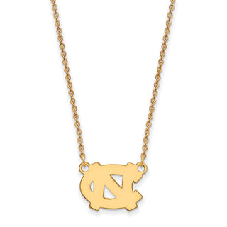14k Gold LogoArt University of North Carolina N-C Small Pendant 18 inch Necklace
