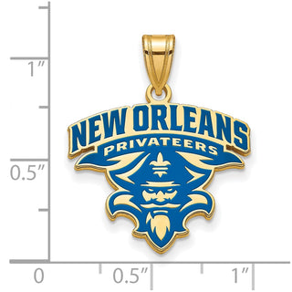 Sterling Silver Gold-plated LogoArt University of New Orleans U-N-O Extra Large Enameled Pendant
