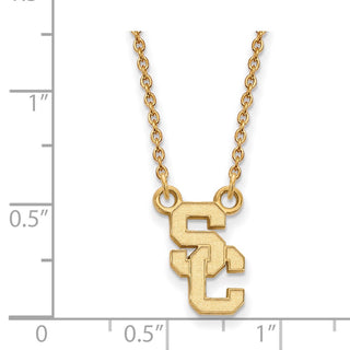 Sterling Silver Gold-plated LogoArt University of Southern California S-C Small Pendant 18 inch Necklace
